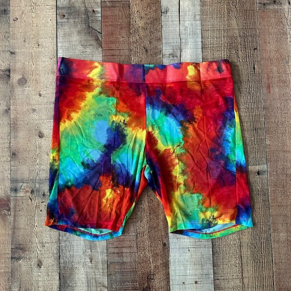 Rouge collection womens tie dye mesh plus size shorts -4X